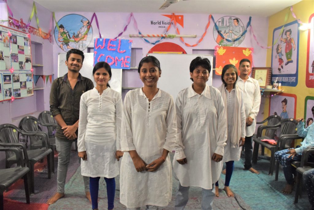 A few members of the Udaan youth empowerment group. Right to left: Sameer Khan, Komal Meghwal, Anjali Meena, Salma Banu, Shibba Khan,  Rizwan Khan. (Photo by Neola D’Souza, World Vision)