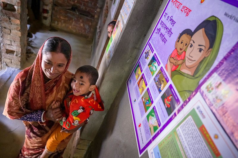 Maternal health poster in Tumpa's home