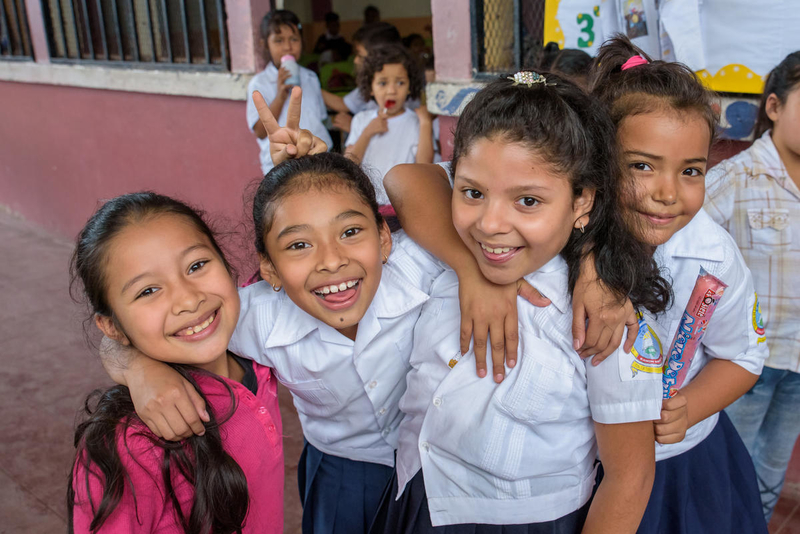 Girls at a  school in Honduras. 