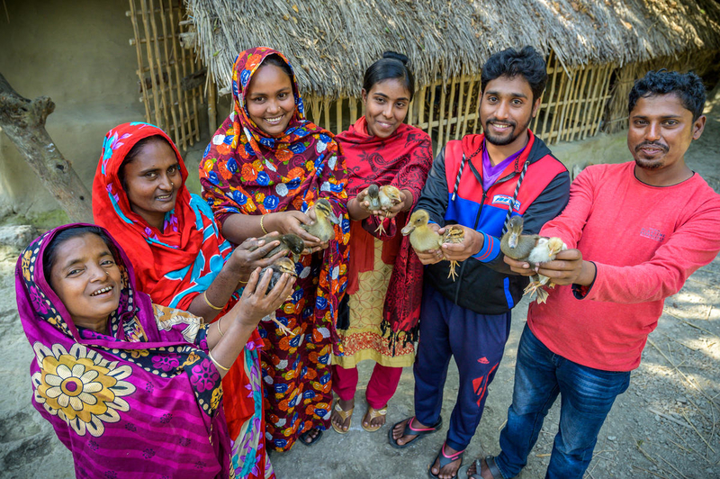 group raising chicks and ducks in Bangladesh