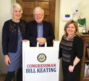 Volunteer advocate carol and Rev. Dr. Arnold Klukas meet with Karen Wasielewski