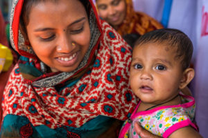 Mothers bring their babies to Chunkuri Community Clinic to be measured and weight to monitor their growth and health. They will also hear a nutrition training.