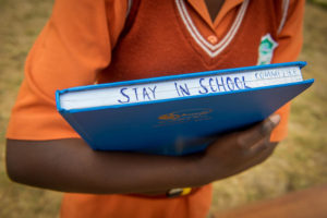 girl with school book