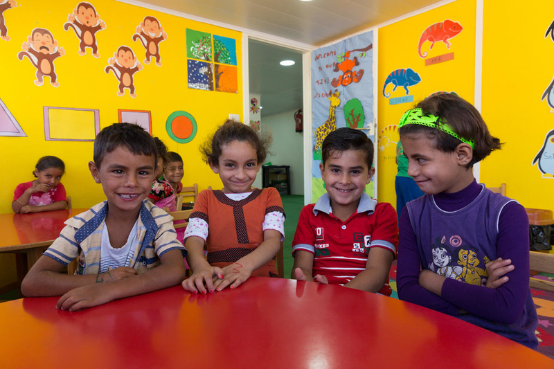 Refugee kids in classroom