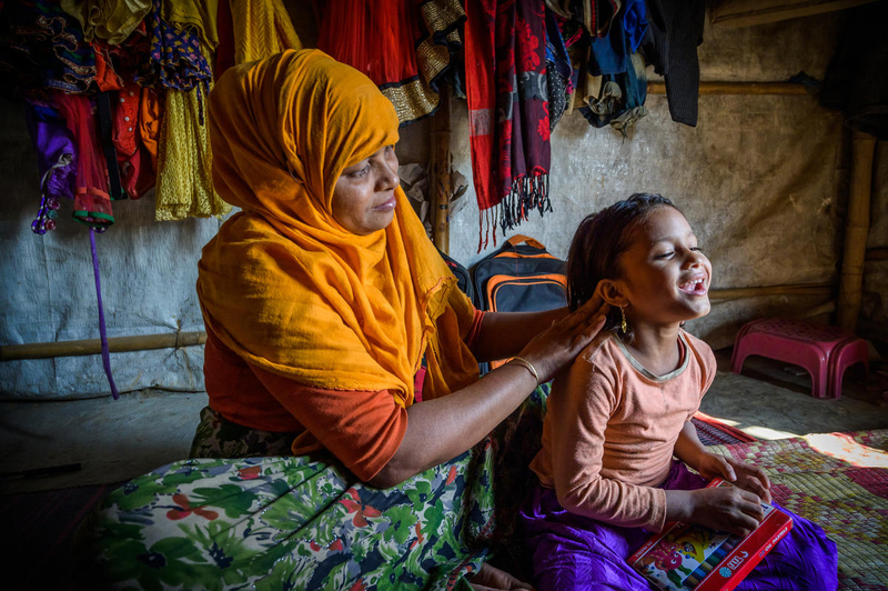 Refugee mother with daughter