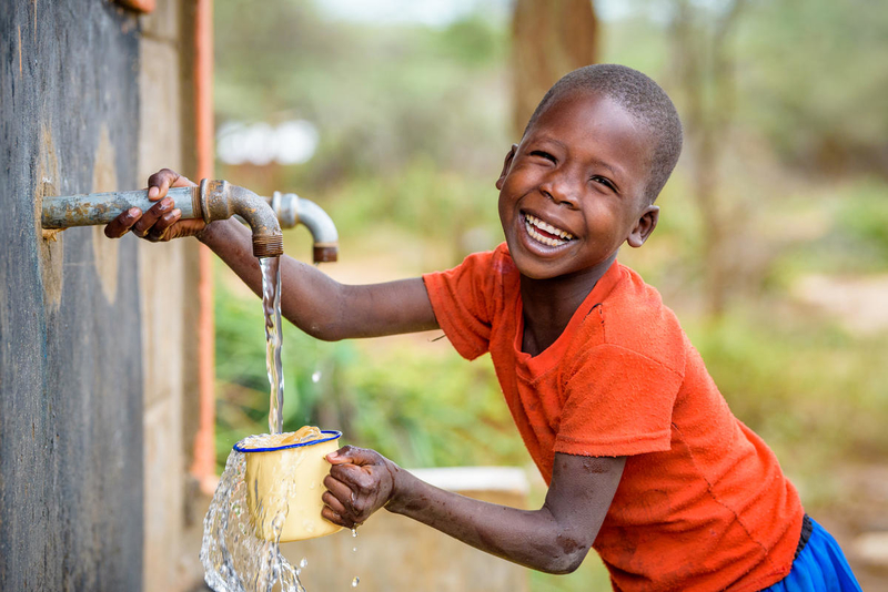 Girl drinking clean water