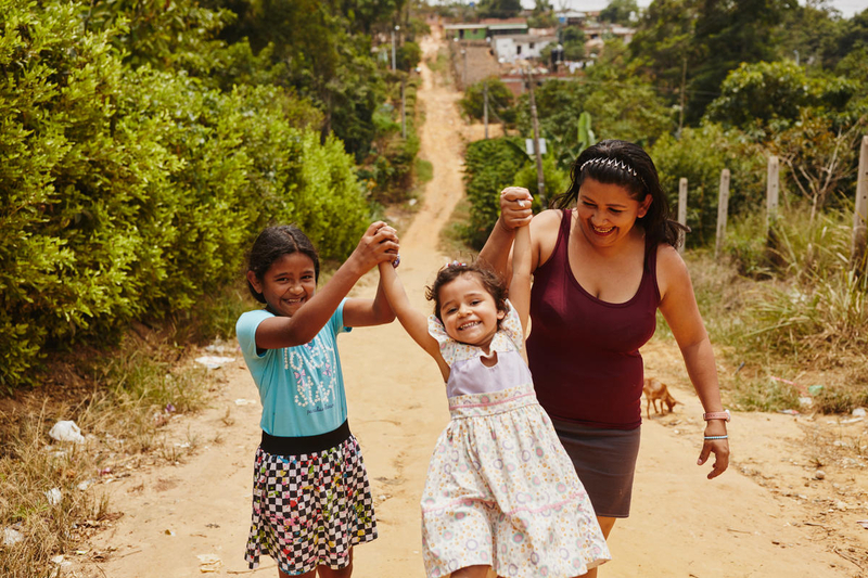 Family in Colombia plays together