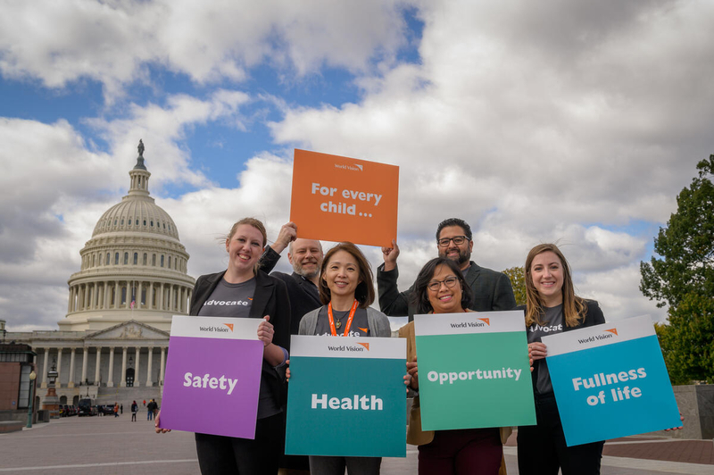 World Vision Advocacy volunteers in front of U.S. Capitol building