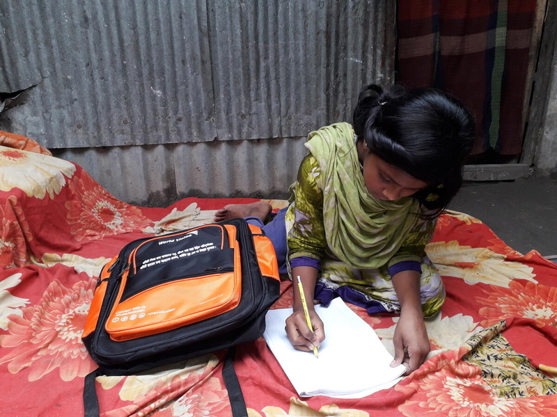 As an effect of the pandemic, one girl studies at home